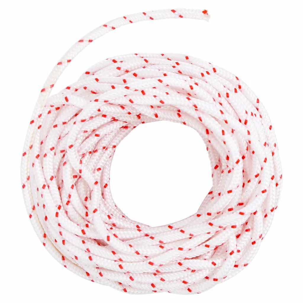Cuerda de arranque blanca y roja de 4 mm de diámetro, nailon, 10 m, resistente a la rotura, versátil para cortacésped, motosierras, desbrozadoras, exteriores, camping