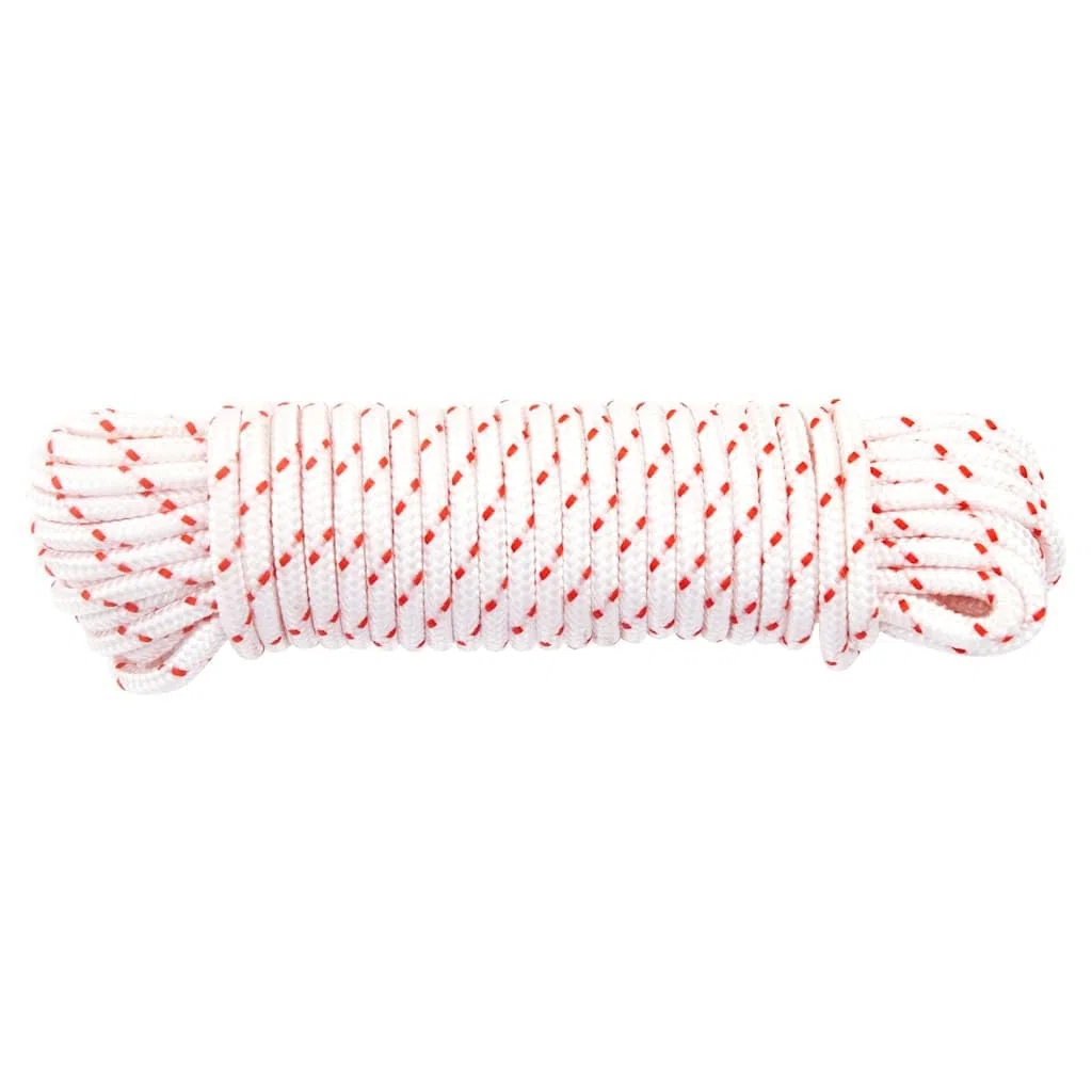 Cuerda de arranque blanca y roja de 4 mm de diámetro, nailon, 10 m, resistente a la rotura, versátil para cortacésped, motosierras, desbrozadoras, exteriores, camping