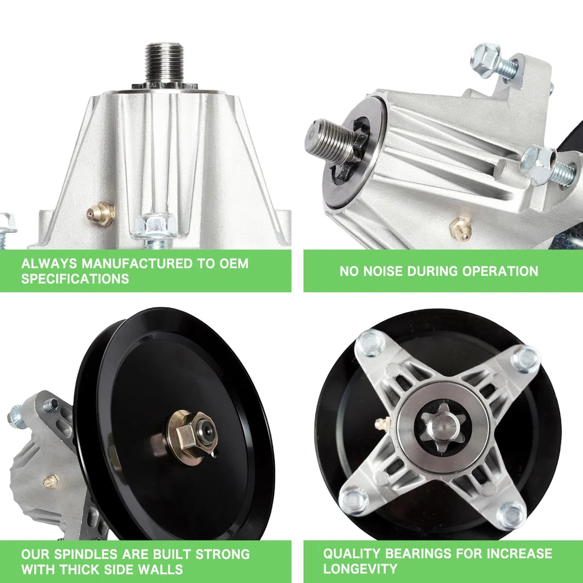 Kit de reconstrucción de cubierta de cortacésped compatible con Sears Craftsman modelo LT2000 de 42 pulgadas, incluye (2) husillos 918-04822 (2) poleas tensoras planas 756-04129 (2) cuchillas