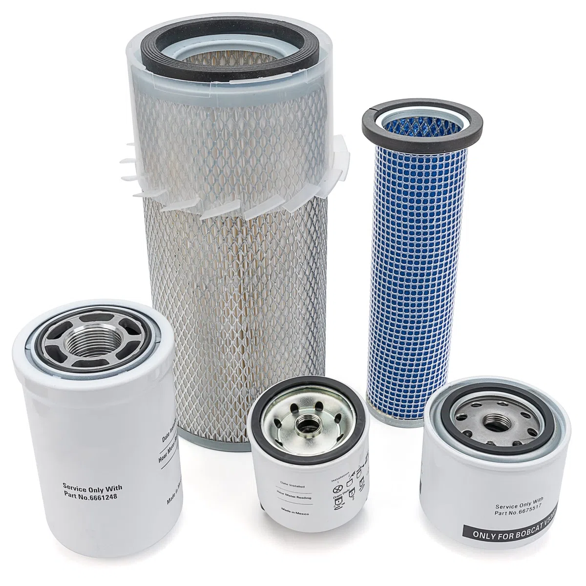 Kit de filtro de aire y filtro de aceite y filtros de dirección deslizante de repuesto 6598362 6598492 6675517 6667352 6661248 apto para Bobcat 743 751 751G 753 763 773 7753 763G 773G G S1300 S150,