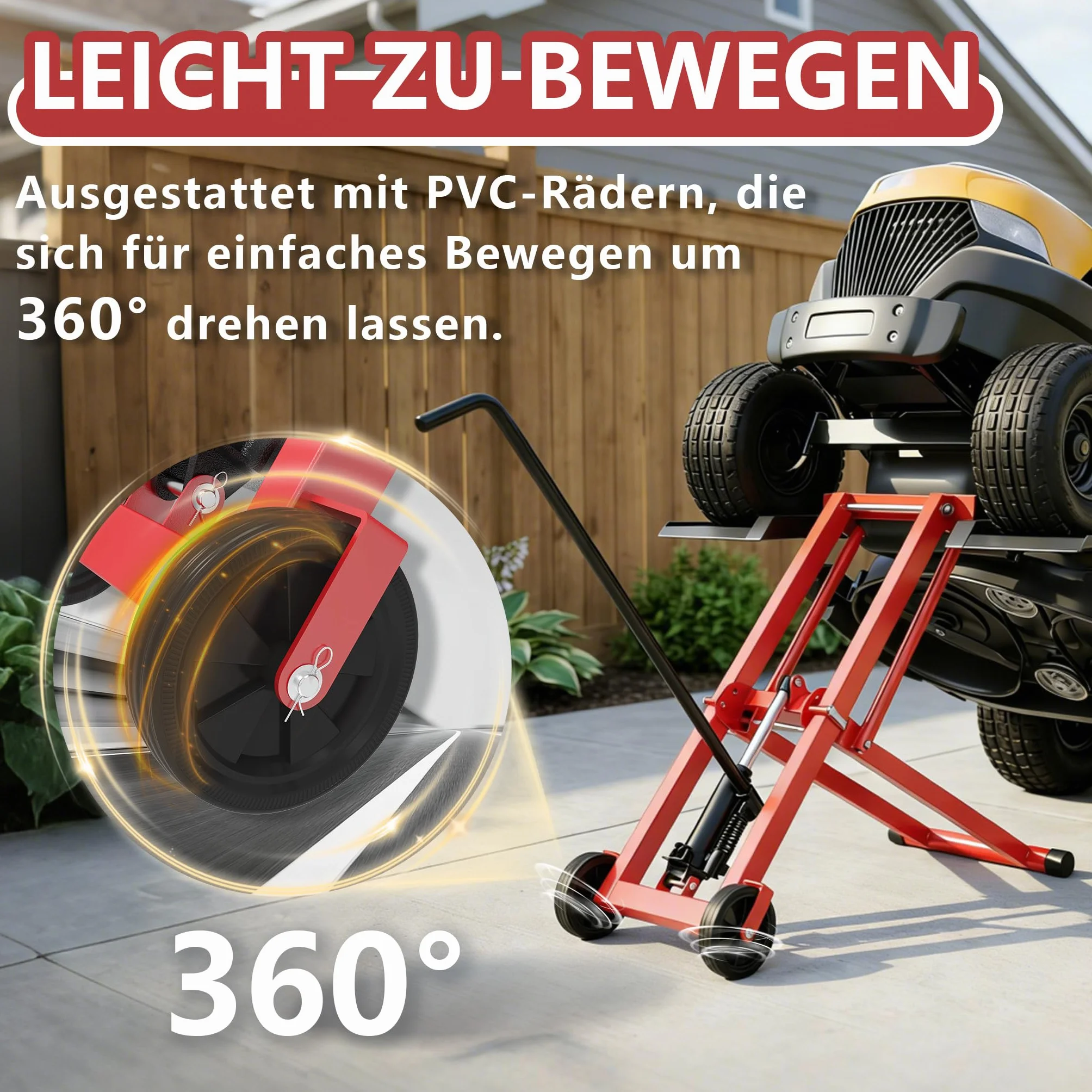 Elevador hidráulico de 227 kg, plataforma elevadora plegable para cortacésped y ATV, altura regulable en 3 posiciones hasta 65,5 cm, accesorio para tractor de césped