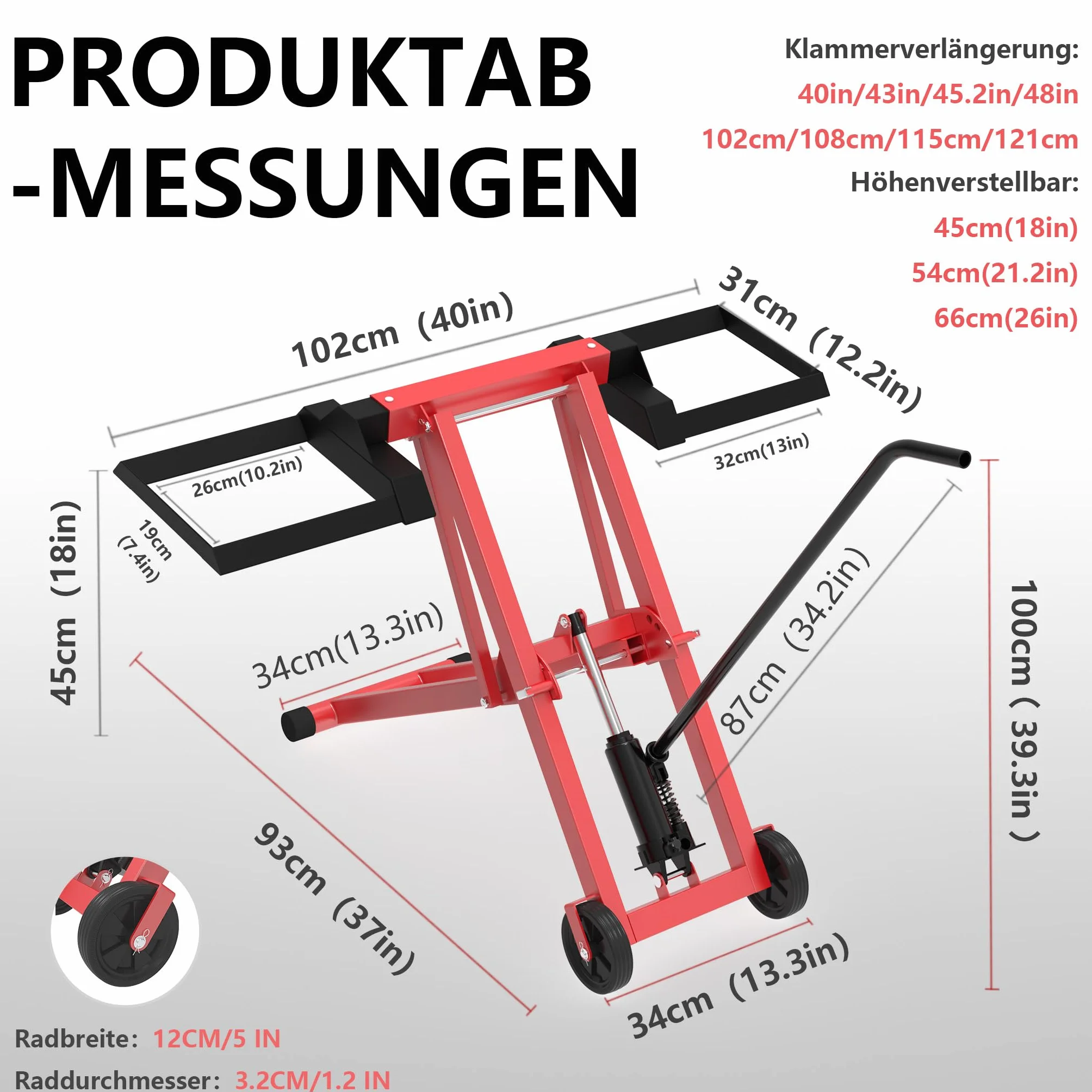 Elevador hidráulico de 227 kg, plataforma elevadora plegable para cortacésped y ATV, altura regulable en 3 posiciones hasta 65,5 cm, accesorio para tractor de césped