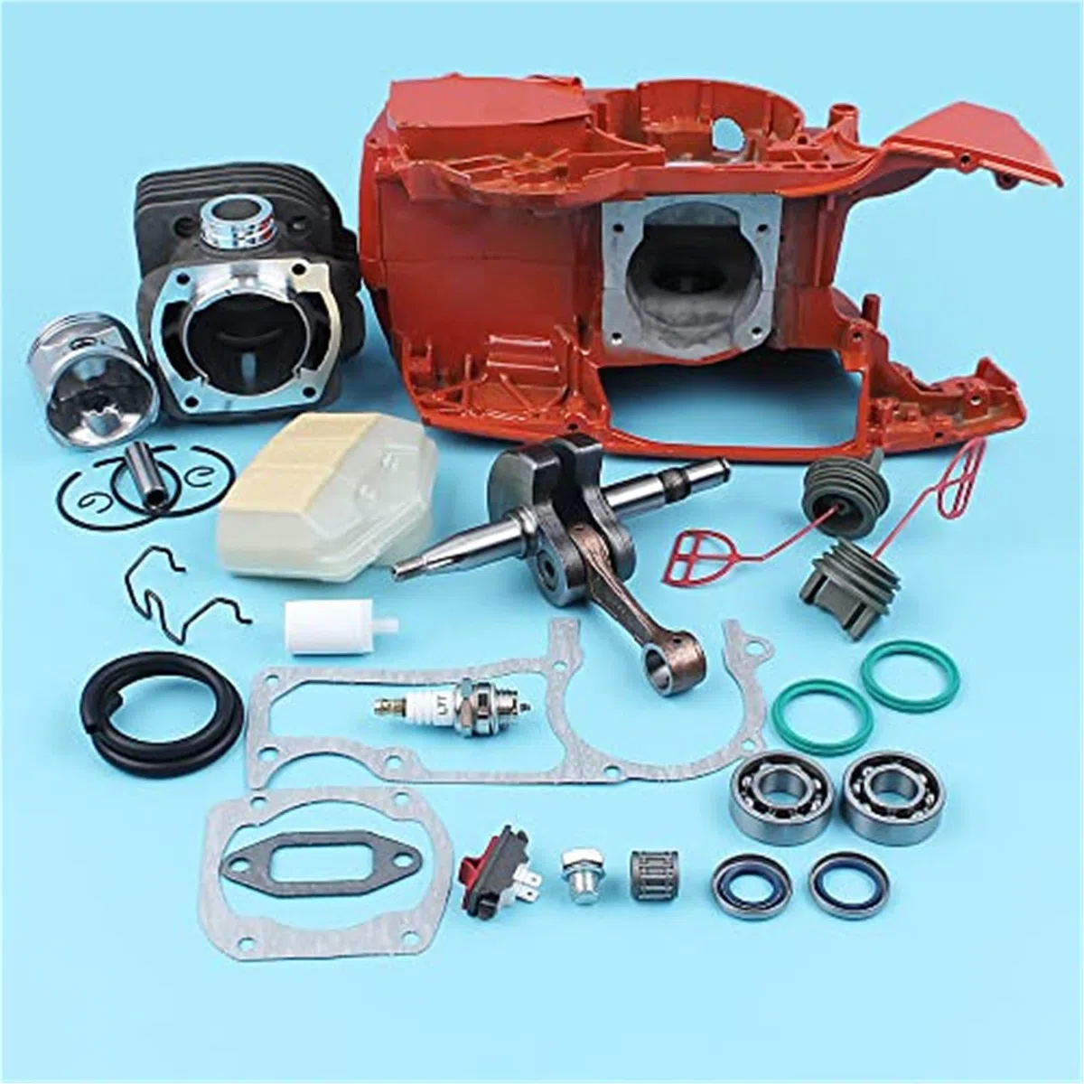 Filtro de aire del cojinete del cigüeñal del cárter del pistón del cilindro de 50mm, for Husqvarna, 362 365 371 372 Junta de filtro de tapa de combustible de aceite de motosierra Tapa del tanque