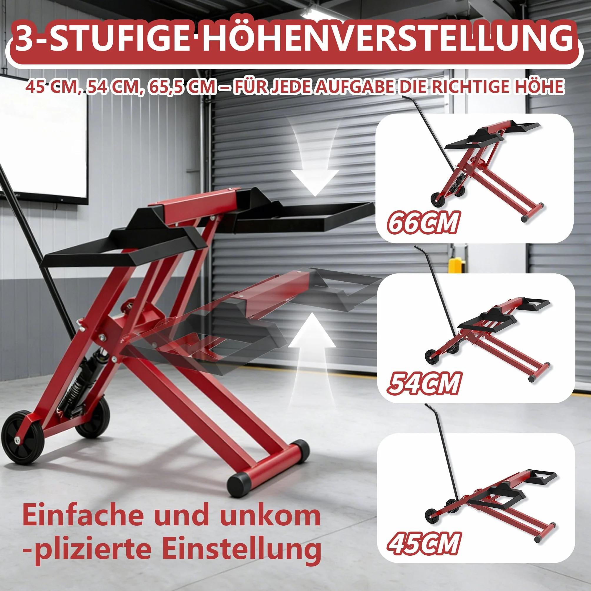 Elevador hidráulico de 227 kg, plataforma elevadora plegable para cortacésped y ATV, altura regulable en 3 posiciones hasta 65,5 cm, accesorio para tractor de césped