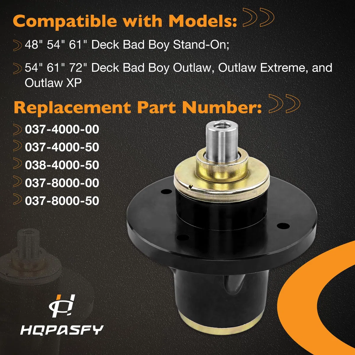 HQPASFY Husillo para cortacésped compatible con rodamientos de aluminio Outlaw Extreme XP Deck de 48, 54, 61 y 72 pulgadas, reemplaza 037-4000-00, 037-4000-50, 038-4000-50, 038-4000-50